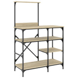 Baker's Rack Sonoma Oak 90x40x132 cm Engineered Wood and Metal 845417