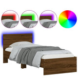 Bed Frame without Mattress with LED Lights Brown Oak 75x190 cm Small Single 838847
