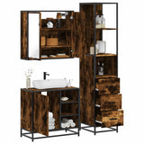 ZNTS 3 Piece Bathroom Furniture Set Smoked Oak Engineered Wood 3301147