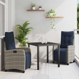 Garden Dining Set with Cushion 3 pcs Grey Poly Rattan 3380470