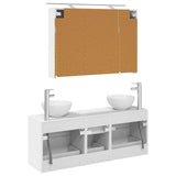 Bathroom Furniture Set 4 pcs White Engineered Wood and Glass 3406695