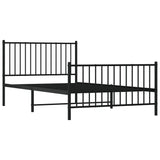 Metal Bed Frame without Mattress with Footboard Black 107x203cm 350878