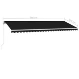 ZNTS Manual Retractable Awning with LED 500x300 cm Anthracite 3069584