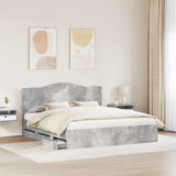 Bed Frame with Drawer Concrete Grey 180 x 200 cm Engineer Wood 3413390