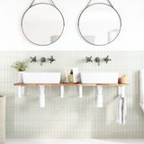Basin Shelf Wall Mounted Steel and Solid Wood Acacia 3302680