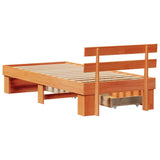Bed Frame with Headboard Wax Brown 90 x 200 cm Solid Pine Wood 872544