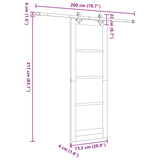 Sliding Door Natural and White 73.5 x 211 cm Solid Pine Wood 3445531
