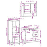 ZNTS 3 Piece Bathroom Furniture Set Grey Sonoma Engineered Wood 3301048