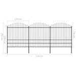 ZNTS Garden Fence with Spear Top Steel x5.1 m Black 277750