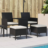 Garden Sofa 2-Seater with Table and Stools Black Poly Rattan 317626