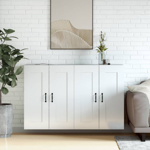 Wall Mounted Cabinets 2 pcs High Gloss White Engineered Wood 3197989