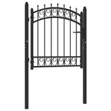 146378 Fence Gate "EMMEN" with Spikes Steel 103x97 cm Black