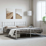 Metal Bed Frame without Mattress with Footboard White 193x203cm 355536