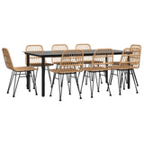 9 Piece Garden Dining Set Poly Rattan 3157893