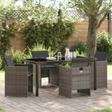 Garden Dining Set 5 pcs Grey Poly Rattan 3380599