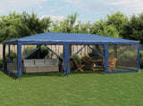Party Tent with 10 Mesh Sidewalls Blue 6x4 m HDPE 4010067