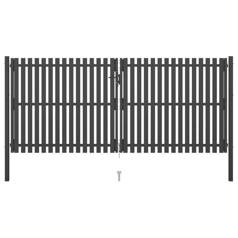 ZNTS Garden Fence Gate Steel 4x2 m Anthracite 146336