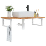 Basin Shelf Wall Mounted Steel and Solid Wood Oak 3302396