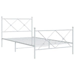 Metal Bed Frame without Mattress with Footboard White 107x203cm 376565