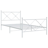 Metal Bed Frame without Mattress with Footboard White 107x203cm 376565
