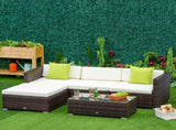 4-Seater Rattan Sofa Set Garden Outdoor Sectional Sofa Coffee Table Combo Patio Furniture-Brown T3398P314680