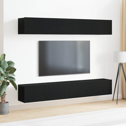 TV Cabinet Set 4 pcs Black oak 100 x 30 x 30 cm Engineered wood 3333050