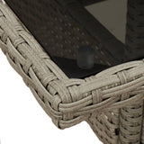 Garden Table with Glass Top Light Grey 80x80x75 cm Poly Rattan 368131