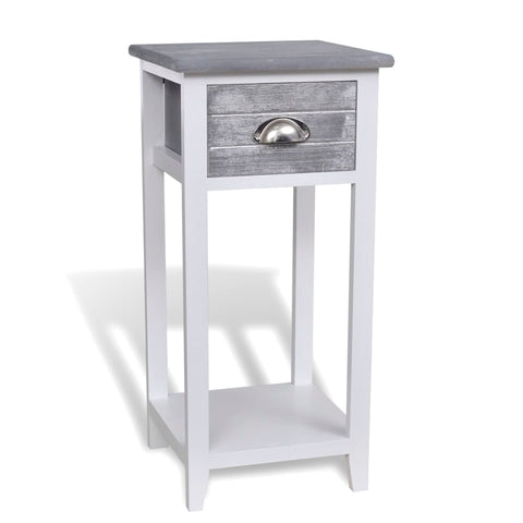 ZNTS Nightstand with 1 Drawer Grey and White 242038