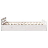 Bed Frame White Solid pinewood Double Bed Frame Rectangular 3309051