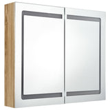 ZNTS LED Bathroom Mirror Cabinet Oak 80x12x68 cm 326515