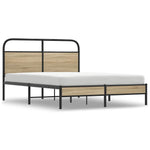 Bed Frame Without Mattress 140x190 cm Smoked Oak Engineered Wood 4100356