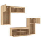 5 Piece TV Wall Units with LED Sonoma Oak Engineered Wood 3216727