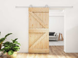 Sliding Door Natural and White 70 x 210 cm Solid Pine Wood 3445020