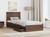 Bed Frame with Drawer Brown Oak 75 x 190 cm Engineer Wood 3411172