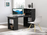 120cm Computer Desk, Wooden PC Laptop Table with 6-Tier Storage Bookshelves, Home Office Working T3398P344792