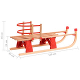 Folding Snow Sledge with Backrest 119 cm Wood 92493