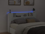 Storage Headboard with LED White Engineered Wood 3418673