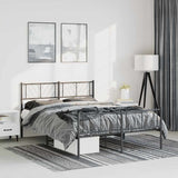 Metal Bed Frame without Mattress with Footboard Black 135x190cm 372196