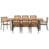 Garden Dining Set 9 pcs Grey and Brown Poly Rattan 3365447