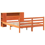 ZNTS Bookcase Bed without Mattress Wax Brown 120x190 cm Small Double Solid Wood Pine 3321862