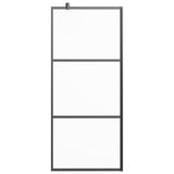 Walk-in Shower Wall 90x195 cm Frosted ESG Glass Black 151877