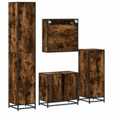 4 Piece Bathroom Furniture Set Smoked Oak Engineered Wood 3301217
