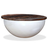 Coffee Table Solid Reclaimed Wood White Bowl Shape 245258