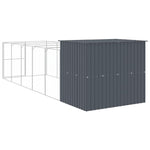 Dog House with Run Anthracite 214x661x181 cm Galvanised Steel 3189133