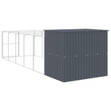 Dog House with Run Anthracite 214x661x181 cm Galvanised Steel 3189133