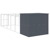 Dog House with Run Anthracite 214x661x181 cm Galvanised Steel 3189133
