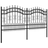 ZNTS Garden Fence with Spear Top Black 140 cm Powder-coated Steel 151085