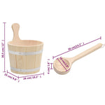 ZNTS Sauna Bucket and Ladle Set Solid Wood Pine 51692