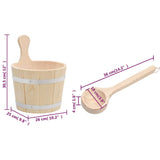 ZNTS Sauna Bucket and Ladle Set Solid Wood Pine 51692