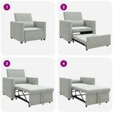 Pull out Sofa Bed Single Light grey 90 x 165 x 87 cm Velvet 42002697